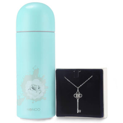 

Jingdong Supermarket] NONOO stainless steel cup cold insulation cup 260ml camellia blue + Swarovski key necklace gift box