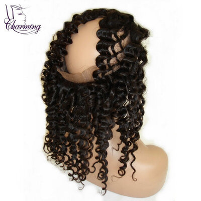 

Charming Hair 360 Silk Frontal Closure deep wave 360 Lace Frontal Pre Plucked With Baby Hair Brazilian Virgin Hair 360 Closure