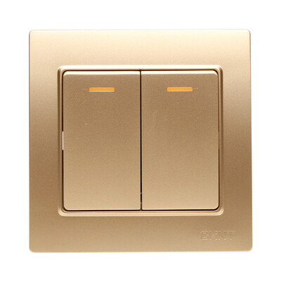 

Zhengtai (CHNT) socket panel switch socket three open double control champagne gold 7L series