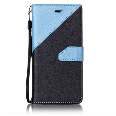

Black + blue Design PU Leather Wallet Case Classic Flip Cover with Stand Function and Credit Card Slot for HUAWEI P9 Lite