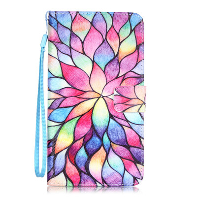 

Colorful Flowers Design PU Leather Flip Cover Wallet Card Holder Case for LS775