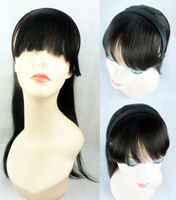 

Free Shipping Flat Bangs with Hairband Straight Women Hairpiece 100 Human Hair Topper Long