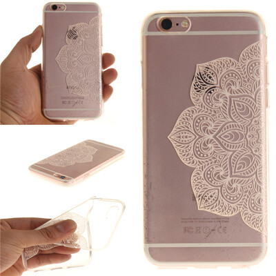 

Half white flowers Pattern Soft Thin TPU Rubber Silicone Gel Case Cover for IPHONE 66S