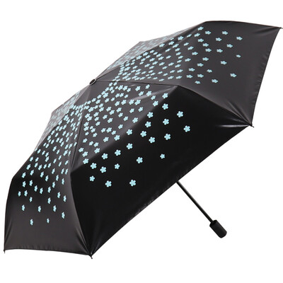 

Jingdong supermarket] umbrella umbrella UPF50 + carbon fiber umbrella all shade black plastic blossom three fold sunny umbrella sun umbrella green 33372E