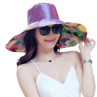 

Lan Shiyu M0280 summer sun hat female big along the sun hat double sunscreen beach hat light purple