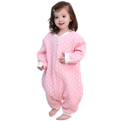 

Elephibab baby sleeping bag spring&autumn baby soft water washed cotton split gauze sleeping bag children  code pink 85X38CM