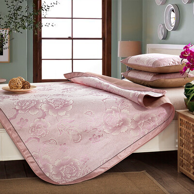 

Yingxin bedding textile double jacquard ice silk seats folding summer cool mat three-piece suit 15 meters bed Peony purple