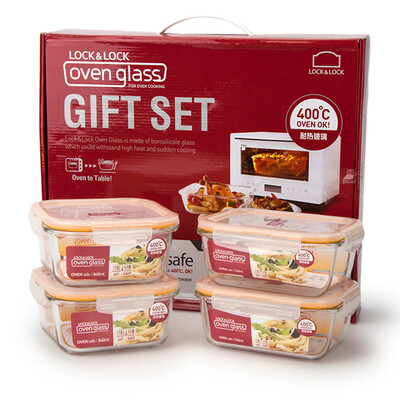 

Lock & lock Microwave Cooker Glass Set Fresh Box Set Fourpcs (500ml + 630ml + 750ml + 1000ml) LLG445S910