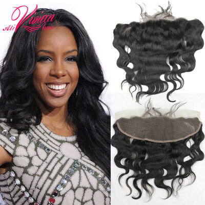 

Shipping Free Part Brazilian Hair Lace Frontal Closure Body Wave 13"4" With Baby Hair Swiss Lace
