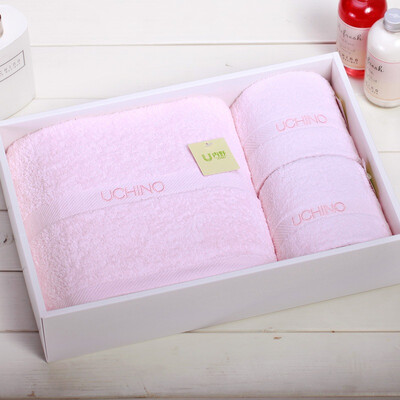 

Japan Uchino (UCHINO) plain embroidered three-piece towel gift box pure cotton quality simple and elegant B blue 40.5 * 27.5 * 10cm