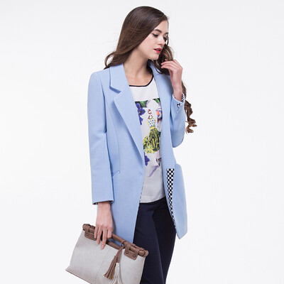 

TMI Mystery Women &39s Spring Suit Collar Tunic Coat 161236 Blue M