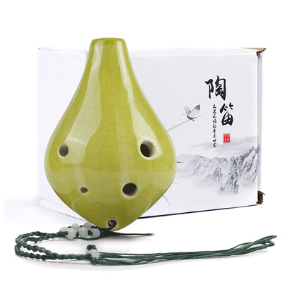 

Acacia LOVEBIRD 6 hole pot flute ice crack midrange C tune six hole ac painting magnetic flute beginner with textbook lanyard XS1028 green