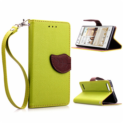 

Green Design PU Leather Flip Cover Wallet Card Holder Case for Huawei Ascend G6