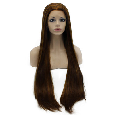 

Iwona Synthetic Hair Lace Front Long Brown Hightlight Wig