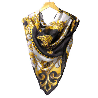 

Yulan JOLEE Silk Silk Scarf Seaside Sunshade Shawl Beach Tee Black