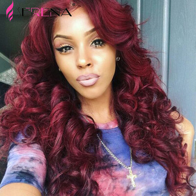 

3 bundles with closure 99J Burgundy Peruvian Virgin Hair With Closure Wine Red Loose Wave Human Hair 3 Bundles With Lace Closure