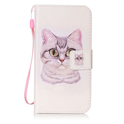 

Short Hair Cat Design PU Leather Flip Cover Wallet Card Holder Case for Samsung Galaxy J32016J310