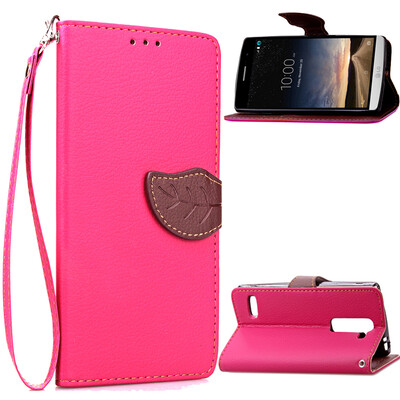 

Pink Design PU Leather Flip Cover Wallet Card Holder Case for LG Ray