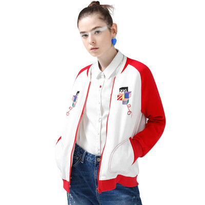 Ранний язык TOYOUTH цветные квадраты вышиты куртку 8711401001 темно-синий XL