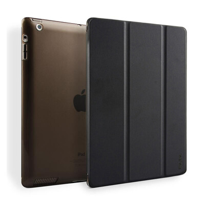 

ESCASE Apple iPad2 / iPad4 / iPad3 / Новый IPad защитная крышка / оболочка Tablet PC ipad2 кожаный чехол Sleep кронштейн оболочки тройной элегантный элегантный черный стрии