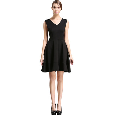 

Buenos Ninos Womens Sleeveless V-neck Fit&Flare A-line Swing Cocktail Skater Dress