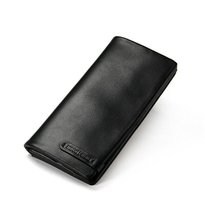 

American buffalo men short section wallet head cowhide business ticket clip zipper multi-card wallet wallet N4329-2B black vertical section