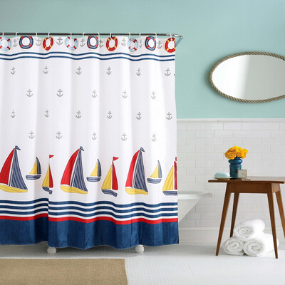

Jingdong supermarket Su Yate SUYATE 5001-003 thick polyester cloth curtains increased lead fall water&mildew 180 180cm clouds with waves