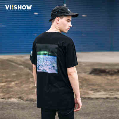 

Village Roadshow viishow круглый пуловеры шею с коротким рукавом футболки печать футболки мужчин и случайные мужской черный прилив TD15141721 L