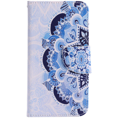 

Blue Flower Design PU Leather Flip Cover Wallet Card Holder Case for Google Pixel