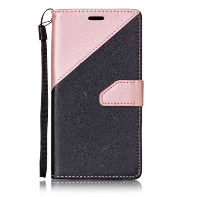 

Black + rose gold Design PU Leather Wallet Case Classic Flip Cover with Stand Function and Credit Card Slot for SONY Xperia X Perf