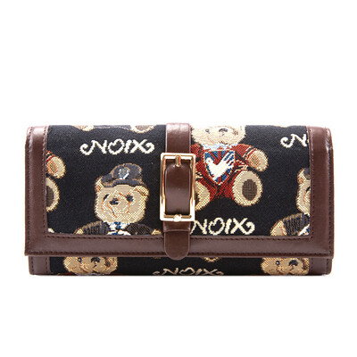 

Гайки Noix NXQ6002 Британского Мисс Сюн Xilie длинного пункт сумки сумка кошелек милый маленький медведь держит кошелек черного студента девочка