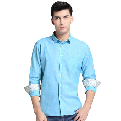 

HODO Shirt Men Floral Business Cotton Long Sleeve Shirt