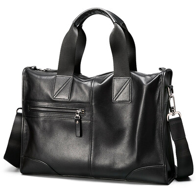 

GSQ Gu Siqi male package fashion soft first layer calf leather handbag shoulder bag Messenger bag large capacity male package cross section 571 black