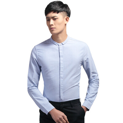 

HODO Shirt Men Pure Color Business Cotton Long Sleeve Shirt