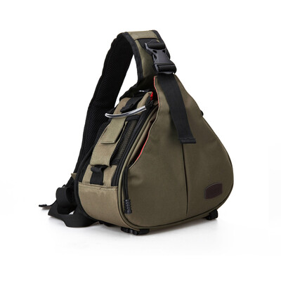 

CADeN card counter SLR camera bag Nikon portable waterproof triangle bag Canon oblique cross photography digital package shoulder bag army green