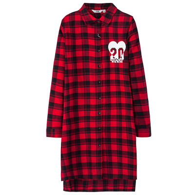 

Semir (Semir) г-жа плед рубашку печати рыхлую рубашку с длинными рукавами и длинные участки 13316050023 красные и черные цвета XL