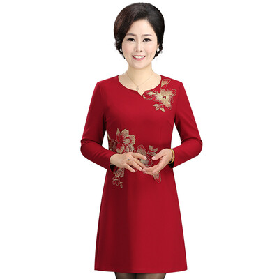 

Fermatma 2017 осеннее платье в платье для беременных женщин с длинными рукавами большой размер женщины матери платье T7114T0096 красный 3XL