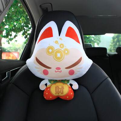 

Cat ZhuaiMao car headrest car with neck pillow fortune cat M14-QCT-003 single loaded white