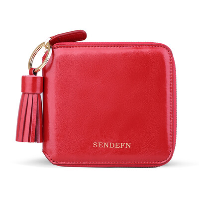 

SENDEFN) wallet short paragraph women's leather wallet Korean fashion simple zipper girl wallet 5036 purple