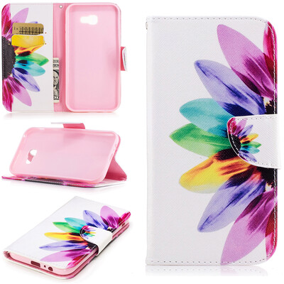 

Семь цветов цветы Дизайн Кожа PU откидная крышка бумажника карты держатель чехол для SAMSUNG Galaxy A7 2017