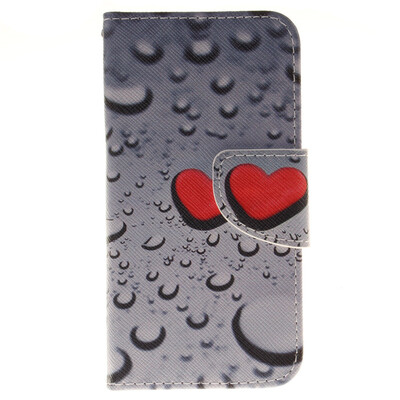 

Heart-shaped waterdrop Design PU Leather Flip Cover Wallet Card Holder Case for LG K4