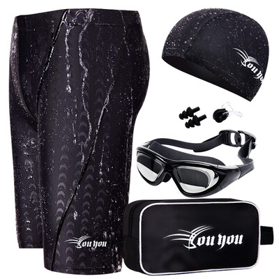 

You swim trunks men&39s suits all-round swim pants big frame myopic goggles swimming cap five sets of suits Z25255 black 3XL yards 400 degrees myopia