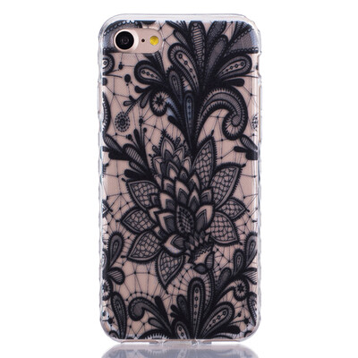 

Black Rose Pattern Мягкий тонкий ТПУ Резиновая крышка силиконовый гель чехол для IPHONE 7