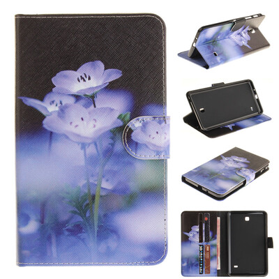 

Blue flower Style Embossing Classic Flip Cover with Stand Function and Credit Card Slot for SAMSUNG Galaxy Tab 4 T230