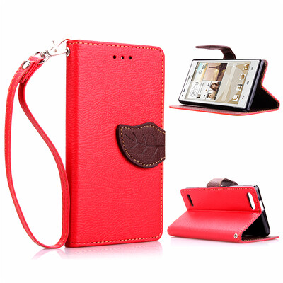 

Red Design PU Leather Flip Cover Wallet Card Holder Case for Huawei Ascend G6