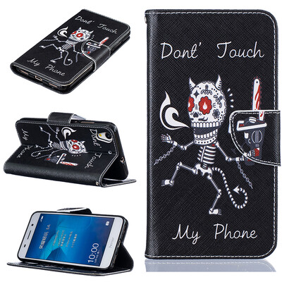 

Bone Design PU Leather Flip Cover Wallet Card Holder Case for HUAWEI Y6 II/Honor 5A