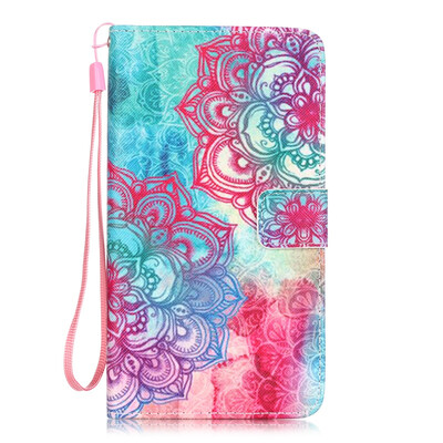 

Colorful Flowers Design PU Leather Flip Cover Wallet Card Holder Case for LS775