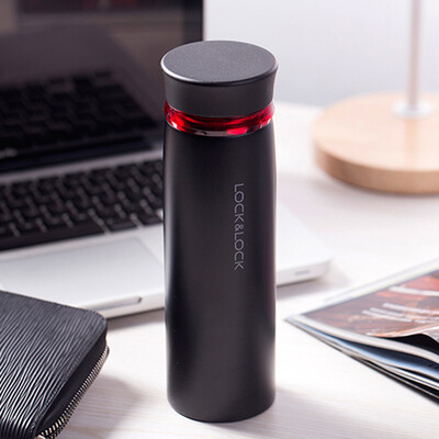 

Lock & Lock Felt Rotary Cover Lightweight Cup Stainless Steel Insulation Cup Student Cup Business Cup Couple Cup Cold Cups Portable Water Cup LHC4131BKR 450Ml Black Red