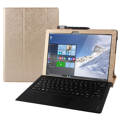 

KOOLIFE Asus Linghuan 3pro Case Steel Striped Leather Triathlon Leather Case Holder Asus Linghuan 3pro Flat Case 12.6inch - Gold
