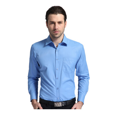 

PAUL JONES shirt men business casual men dress genuine color long-sleeved shirt machine washing free hot 5562 blue twill 39